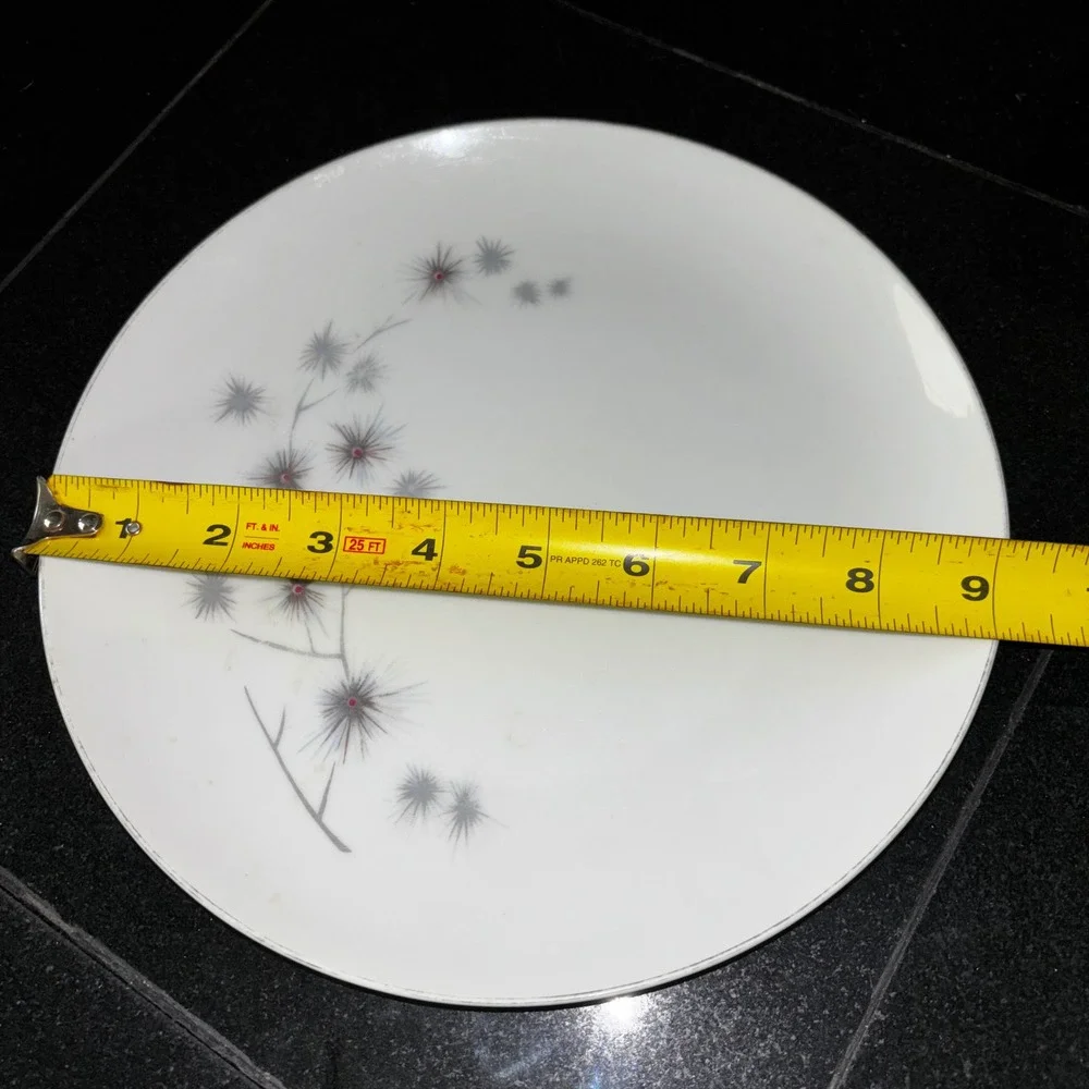 Creative Fine China Platinum Star Burst Dinner Plate Japan MCM Atomic 10.25 Inch